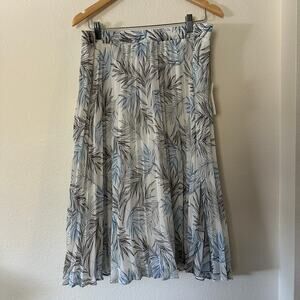 A New Day Womens Midi Pleated Floral Skirt Size XL Office Wear Career Tropical